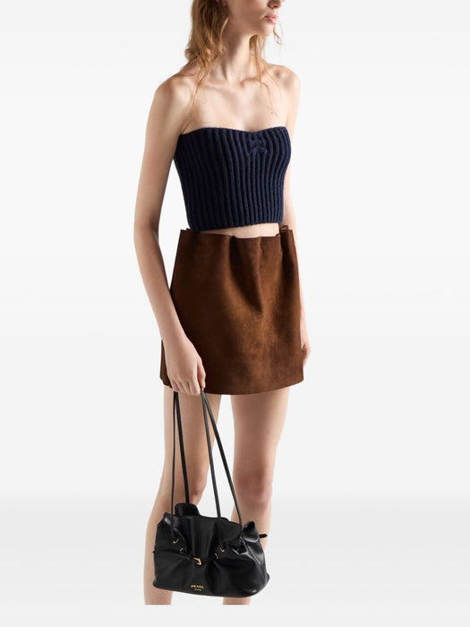 elasticated-waistband suede mini skirt 51927 S OOO 173BF0324 PRADA 