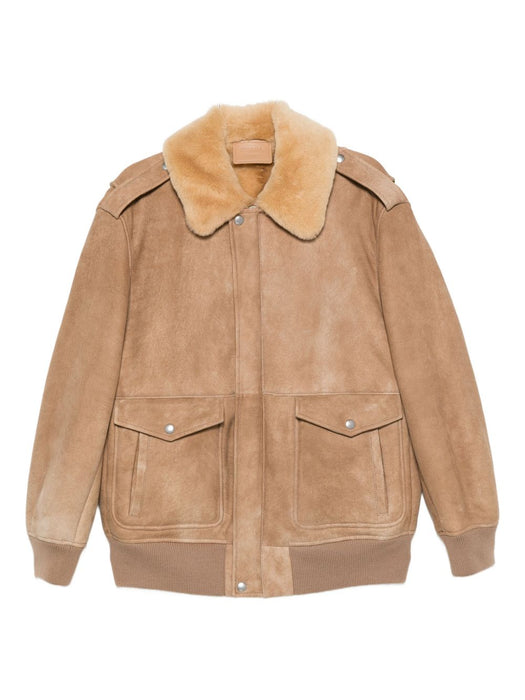 shearling-collar patch-pocket jacket 58A237 S OOO 172LF0065 PRADA 
