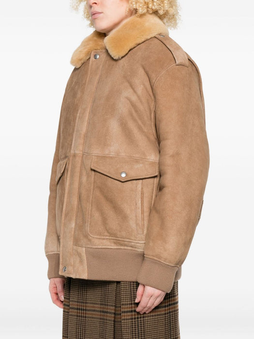 shearling-collar patch-pocket jacket 58A237 S OOO 172LF0065 PRADA 