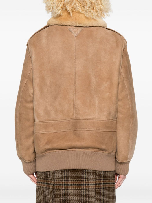 shearling-collar patch-pocket jacket 58A237 S OOO 172LF0065 PRADA 