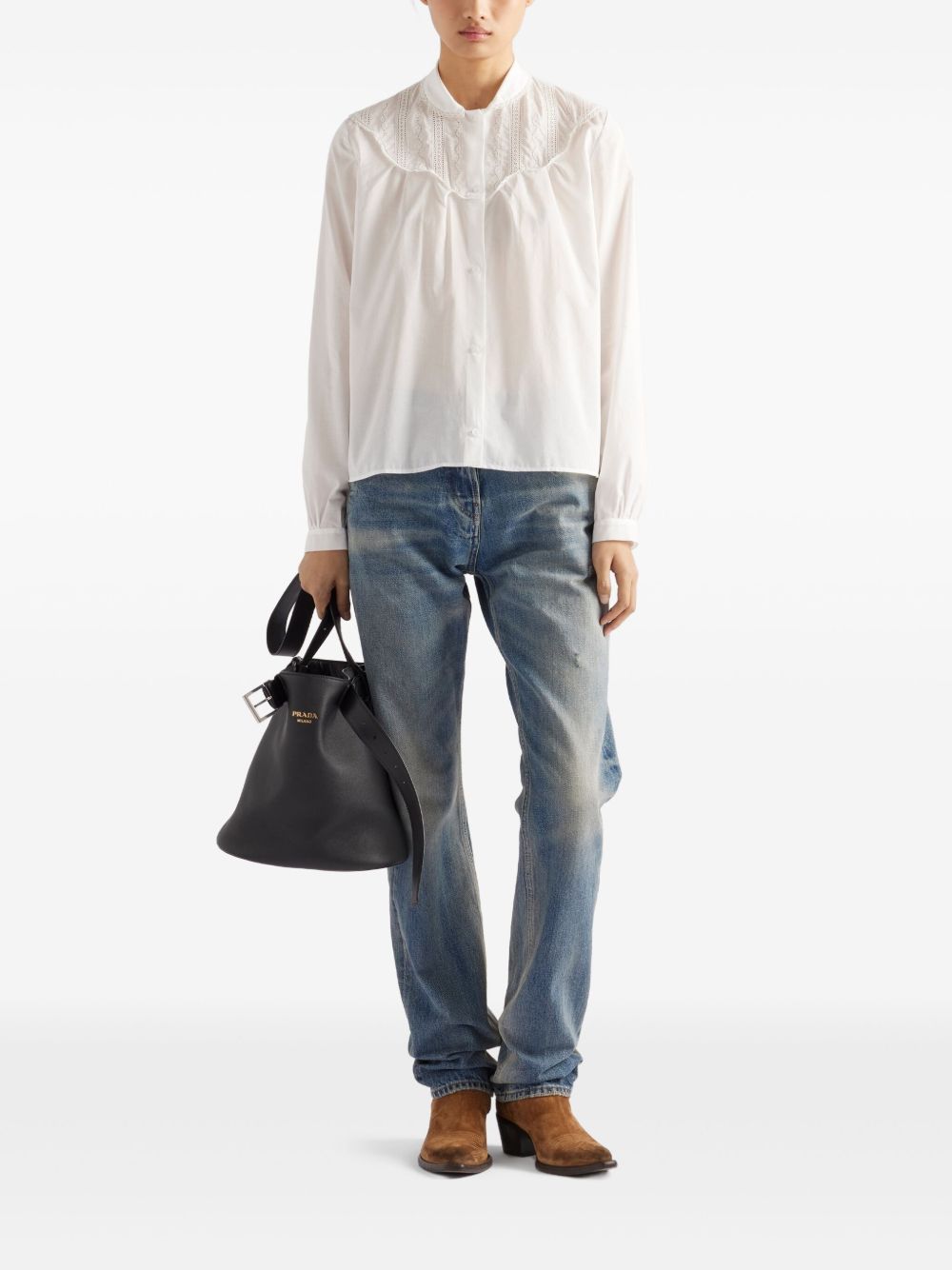 band-collar batiste shirt P458IR S OOO 17GLF0009 PRADA 
