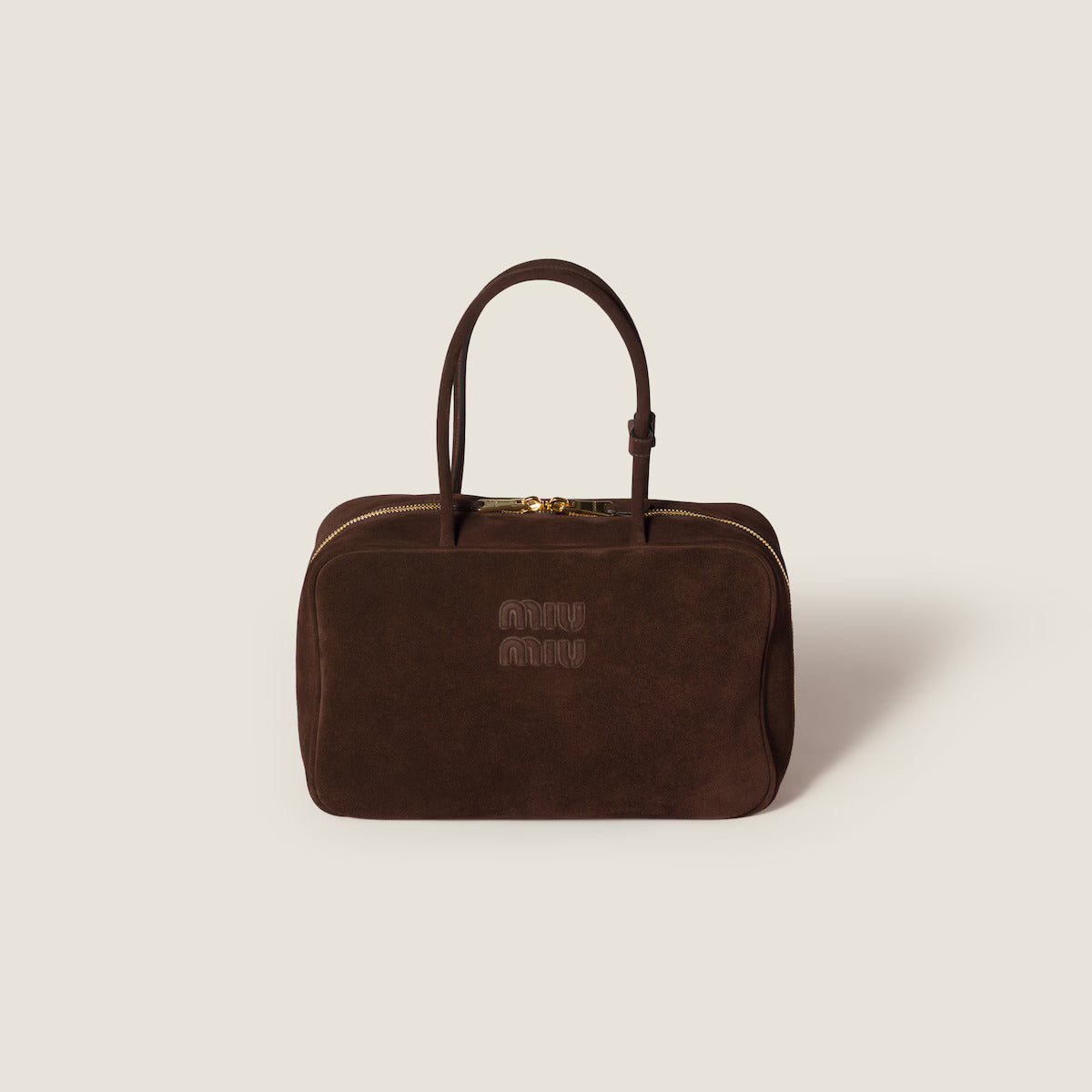 Beau logo-debossed suede bag 5BB117 V MON 2CSSF0003 MIU MIU 