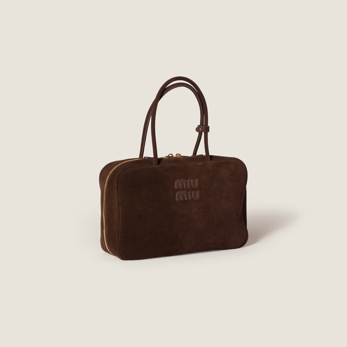 Beau logo-debossed suede bag 5BB117 V MON 2CSSF0003 MIU MIU 