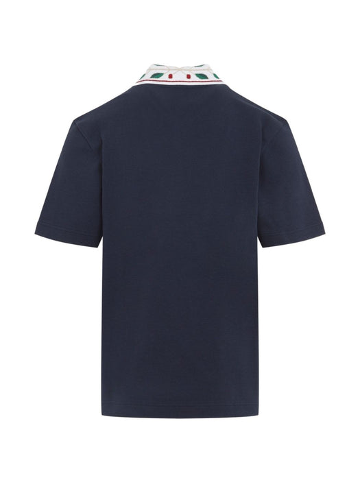 Laurel embroidered-collar piqué polo shirt M-PF26-JTP-499-02  CASABLANCA 
