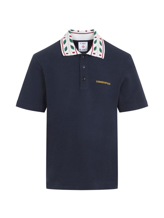 Laurel embroidered-collar piqué polo shirt M-PF26-JTP-499-02  CASABLANCA 