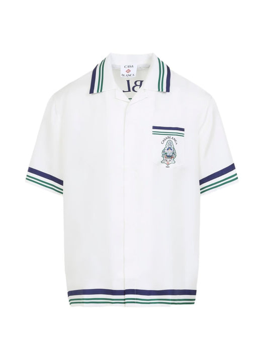 Hotel Emblem Short Sleeve Silk Shirt M-PF26-SH-003-01  CASABLANCA 
