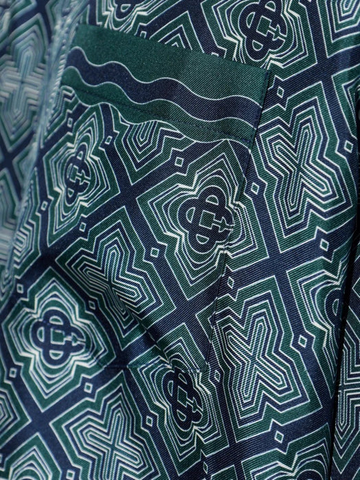 Dark Green Radiating Monogram Short Sleeve Silk Shirt M-PF26-SH-003-08  CASABLANCA 
