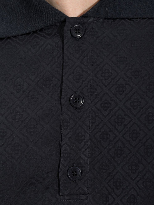 Dark navy knit collar short sleeve polo shirt M-PF26-SH-286-01  CASABLANCA 