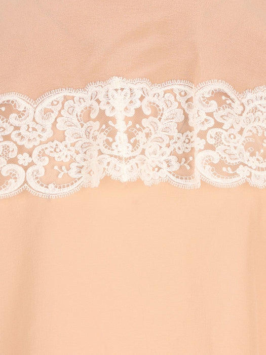 Tie-front gathered blouse in silk georgette & lace CH26AHT38002 6H7 CHLOÉ 