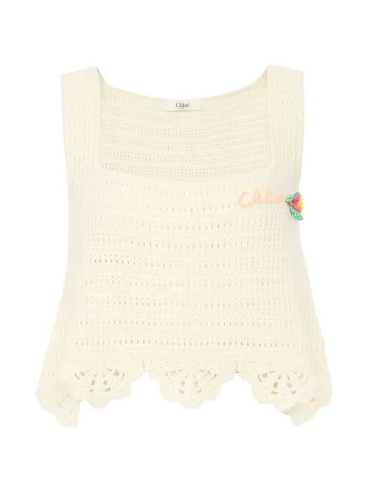 Sleeveless cropped top in crochet knit CH26AMH05800 107 CHLOÉ 