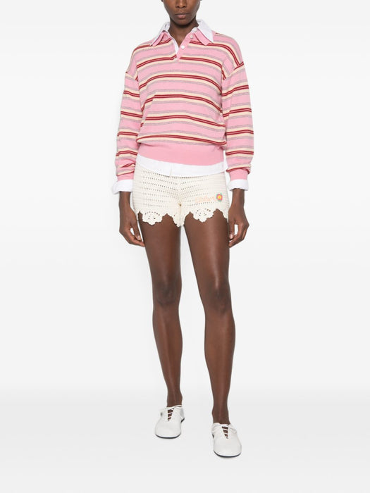 High-waisted logo mini shorts in crochet knit CH26AMS02800 107 CHLOÉ 