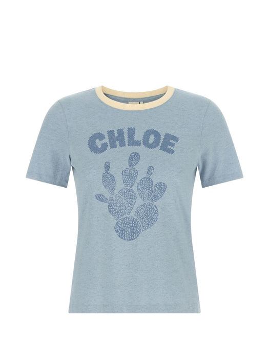 Logo-print cactus-print T-shirt CH26WJH08787 40J CHLOÉ 