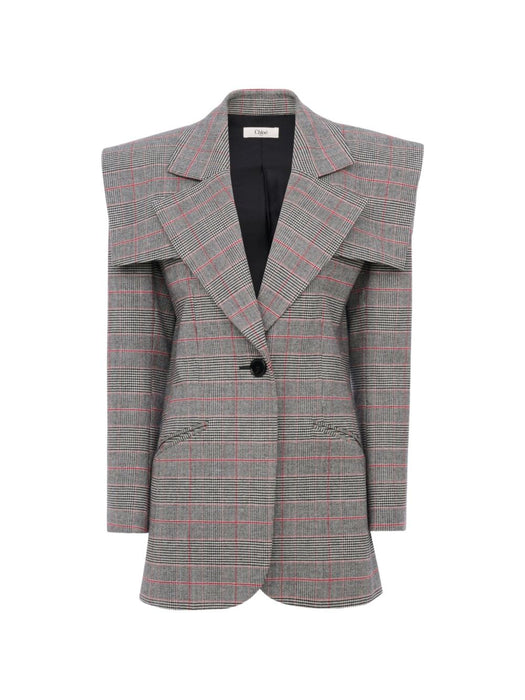 Single-breasted tailored jacket in Prince of Wales wool CH26WVE35167 1 935 CHLOÉ 
