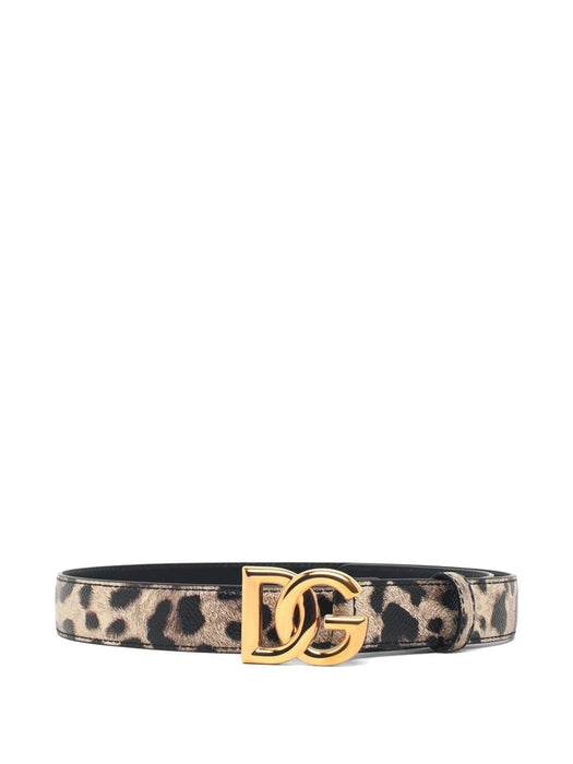Leopard-print logo-plaque leather belt BE1447 AX566HY13M DOLCE & GABBANA 