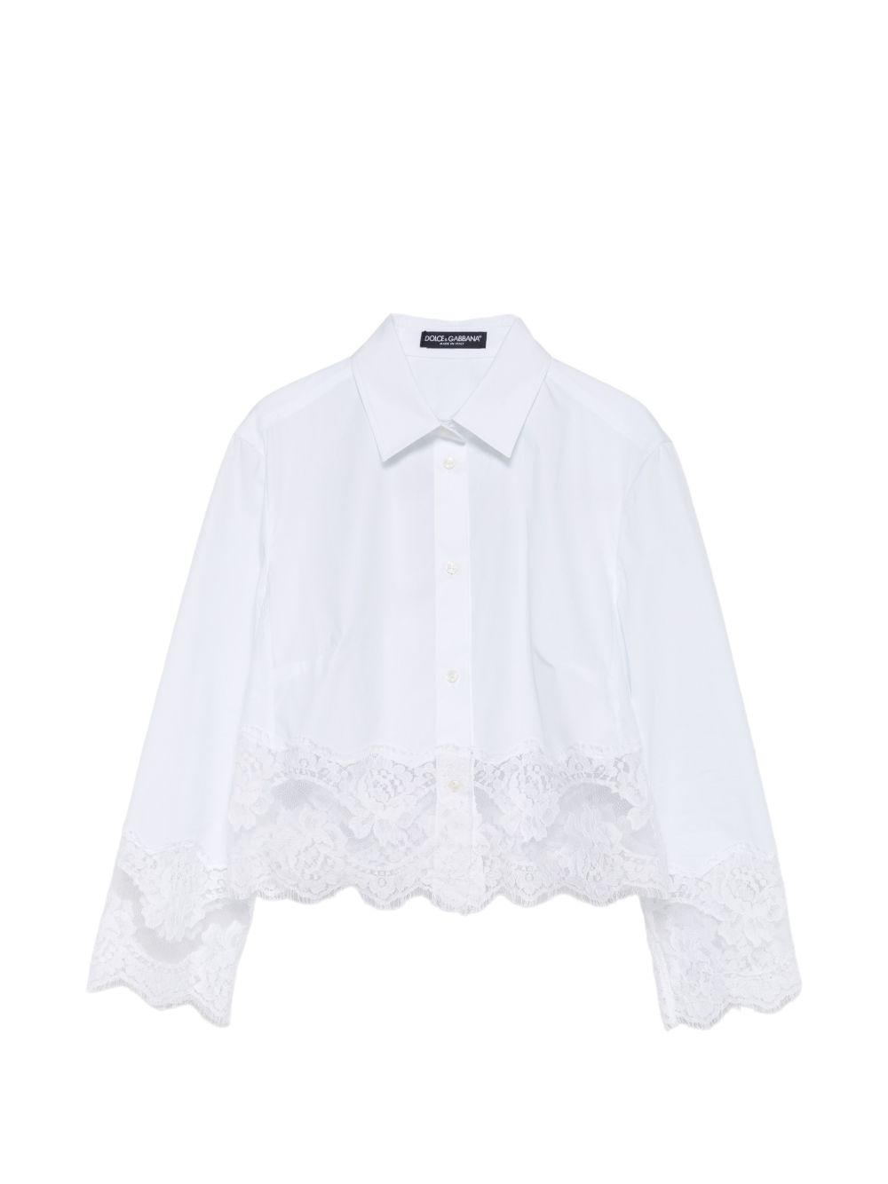 Cropped poplin shirt with lace inserts<BR/> F5Q65T FUEFMW0800 DOLCE & GABBANA 