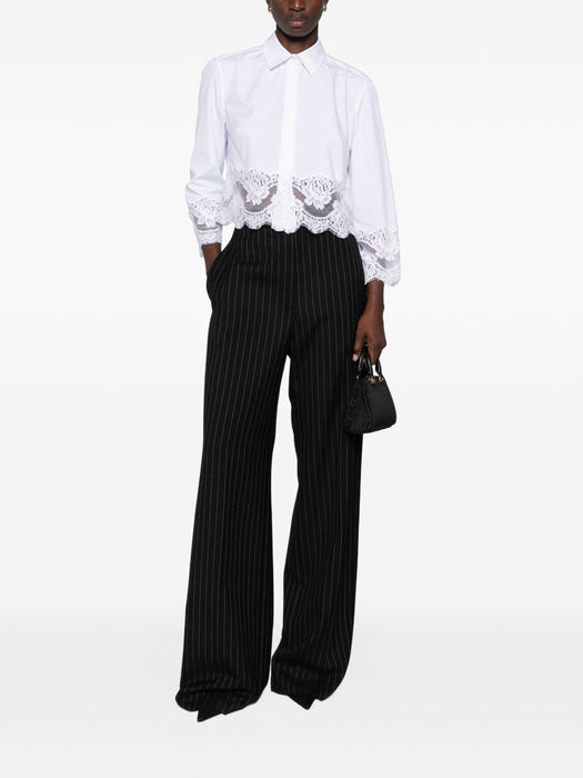 Cropped poplin shirt with lace inserts<BR/> F5Q65T FUEFMW0800 DOLCE & GABBANA 