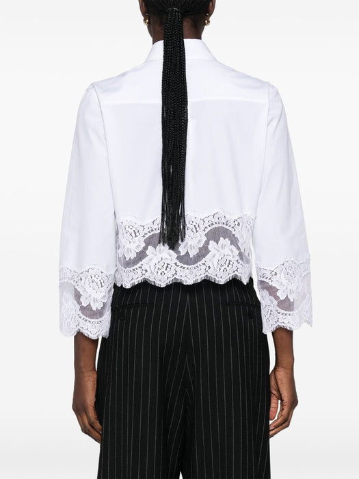 Cropped poplin shirt with lace inserts<BR/> F5Q65T FUEFMW0800 DOLCE & GABBANA 