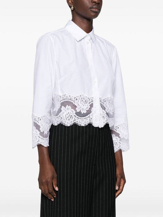 Cropped poplin shirt with lace inserts<BR/> F5Q65T FUEFMW0800 DOLCE & GABBANA 