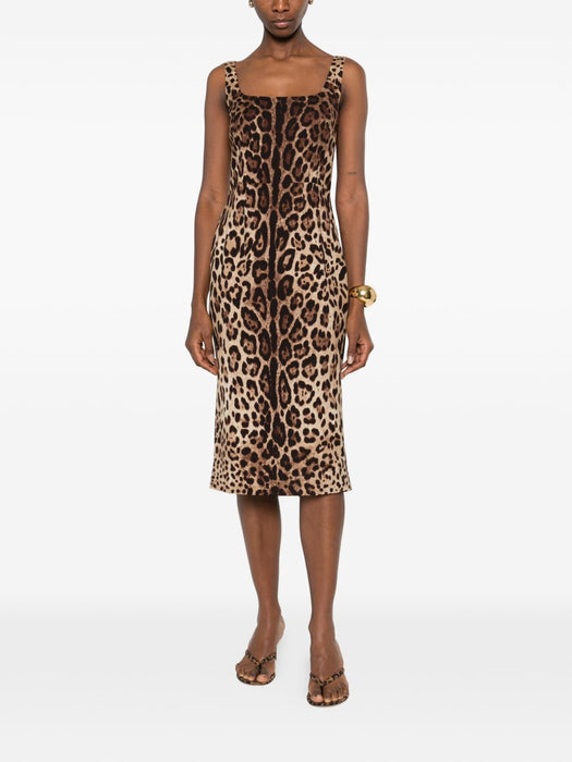 Animal-print sleeveless midi dress F6F4ZT GDCLXHY13M DOLCE & GABBANA 