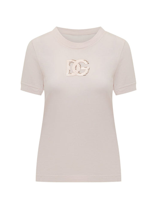Crystal-embellished logo-patch T-shir F8N08Z GDDMBFB662 DOLCE & GABBANA 