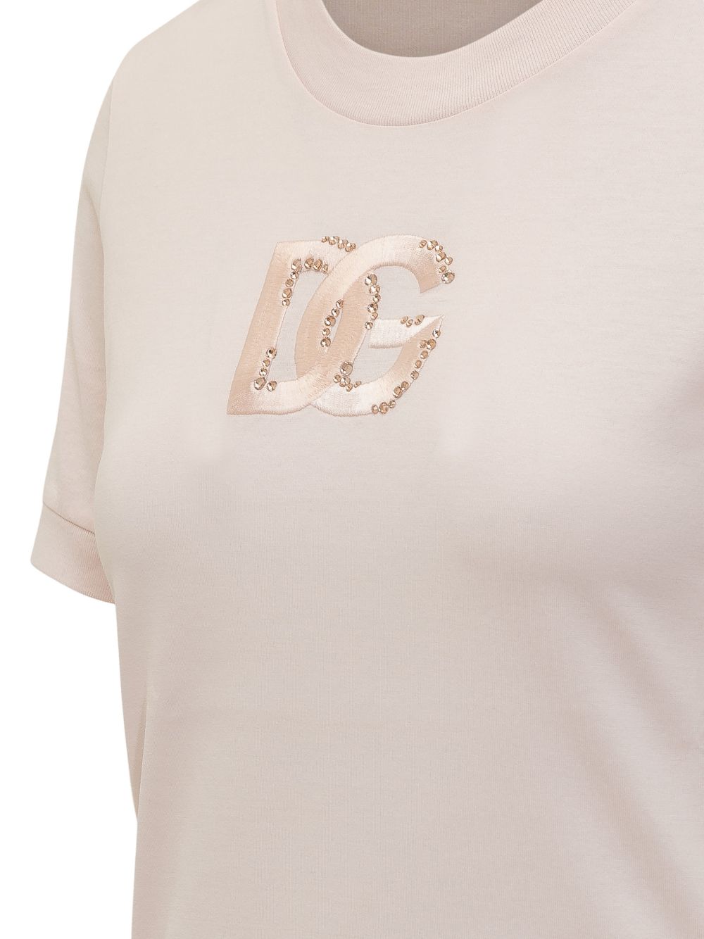 Crystal-embellished logo-patch T-shir F8N08Z GDDMBFB662 DOLCE & GABBANA 