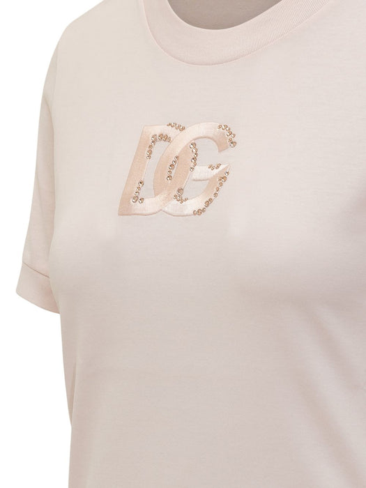 Crystal-embellished logo-patch T-shir F8N08Z GDDMBFB662 DOLCE & GABBANA 