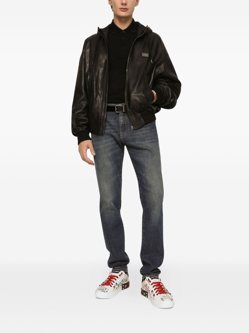Cotton piqué polo-shirt with branded tag G8PL4T G7P1DN0000 DOLCE & GABBANA 