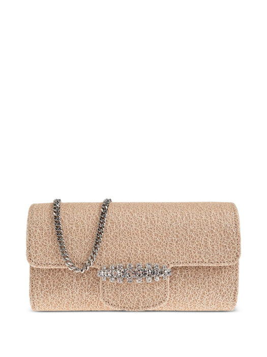 Bing crystal-embellished wallet on chain BING WALLET/CHAIN HFGMACARON/SILVER JIMMY CHOO 