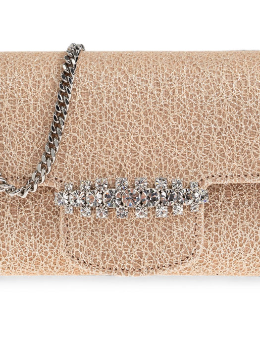 Bing crystal-embellished wallet on chain BING WALLET/CHAIN HFGMACARON/SILVER JIMMY CHOO 