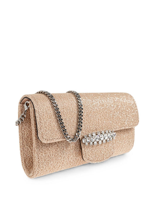 Bing crystal-embellished wallet on chain BING WALLET/CHAIN HFGMACARON/SILVER JIMMY CHOO 