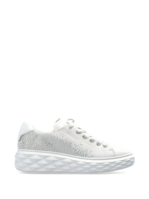 Diamond Light Maxi crystal-embellished leather sneakers DIAMOND LIGHT MAXI/F UGKX WHITE/CRYSTAL JIMMY CHOO 