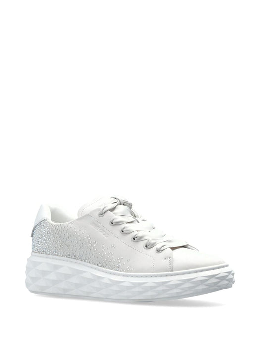 Diamond Light Maxi crystal-embellished leather sneakers DIAMOND LIGHT MAXI/F UGKX WHITE/CRYSTAL JIMMY CHOO 