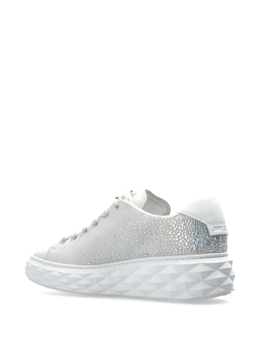 Diamond Light Maxi crystal-embellished leather sneakers DIAMOND LIGHT MAXI/F UGKX WHITE/CRYSTAL JIMMY CHOO 