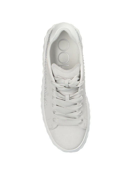 Diamond Light Maxi crystal-embellished leather sneakers DIAMOND LIGHT MAXI/F UGKX WHITE/CRYSTAL JIMMY CHOO 