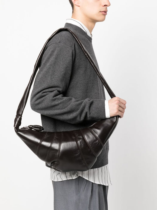 Medium croissant bag in leather BG0001 LL095DARK CHOCOLATE BR490 LEMAIRE 