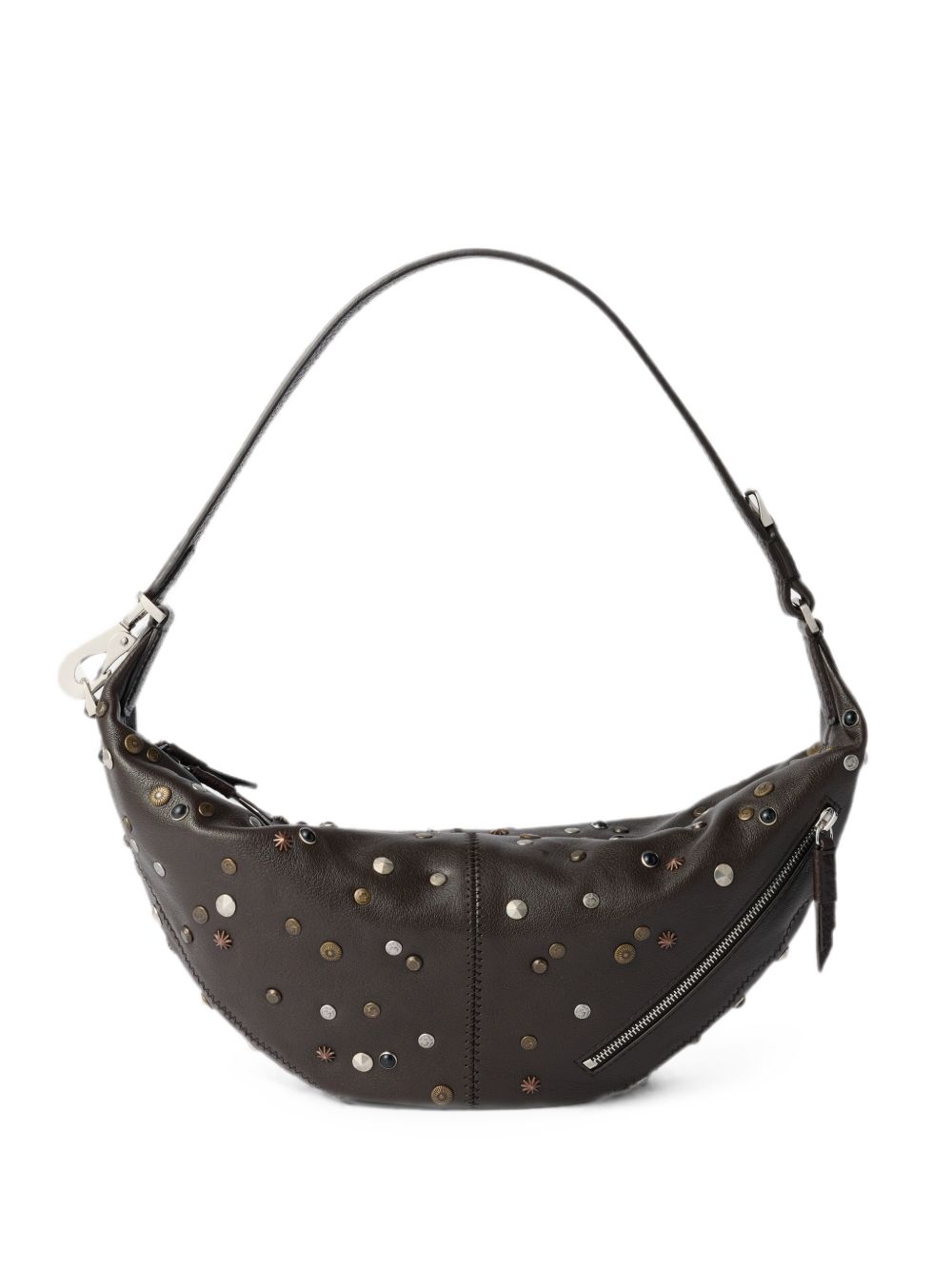 MINI QUIVER CLIP BAG IN SATELLITE-STUDDED GRAINED BUFFALO LEATHER BG0242 LL0131DARK CHOCOLATE BR490 LEMAIRE 
