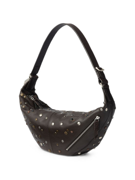 MINI QUIVER CLIP BAG IN SATELLITE-STUDDED GRAINED BUFFALO LEATHER BG0242 LL0131DARK CHOCOLATE BR490 LEMAIRE 
