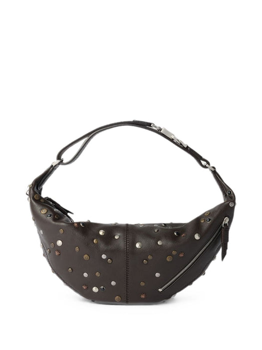 MINI QUIVER CLIP BAG IN SATELLITE-STUDDED GRAINED BUFFALO LEATHER BG0242 LL0131DARK CHOCOLATE BR490 LEMAIRE 