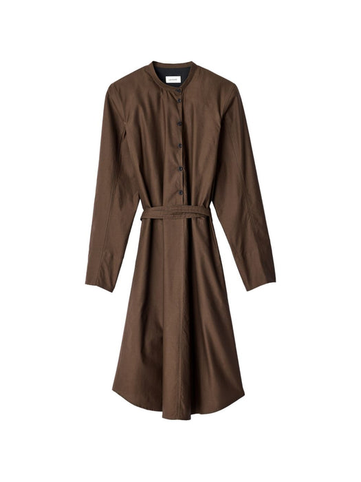 SAILOR DRESS IN WASHED COTTON AND SILK BLEND DR1165 LF1500TRUFFLE BR477 LEMAIRE 