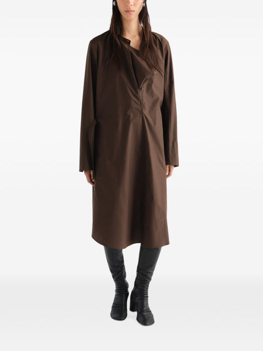 SAILOR DRESS IN WASHED COTTON AND SILK BLEND DR1165 LF1500TRUFFLE BR477 LEMAIRE 