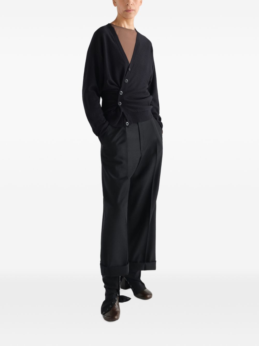 V-Neck Long-Sleeved Cardigan P00052 LK1063BLACK BK999 LEMAIRE 