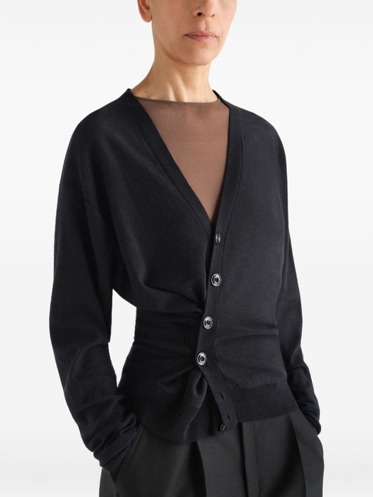 V-Neck Long-Sleeved Cardigan P00052 LK1063BLACK BK999 LEMAIRE 