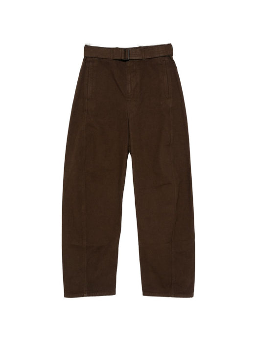 Twisted belted pants in dyed heavy broken twill PA326 LD1077RISTRETTO BR512 LEMAIRE 