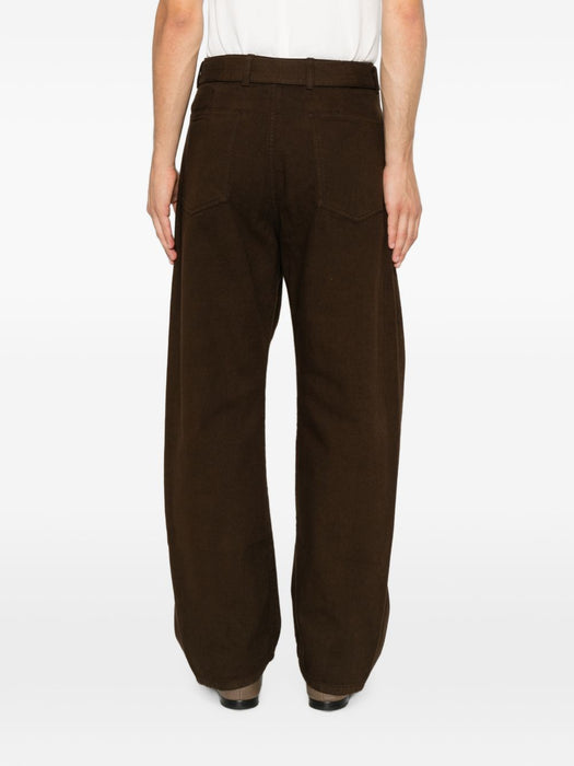 Twisted belted pants in dyed heavy broken twill PA326 LD1077RISTRETTO BR512 LEMAIRE 