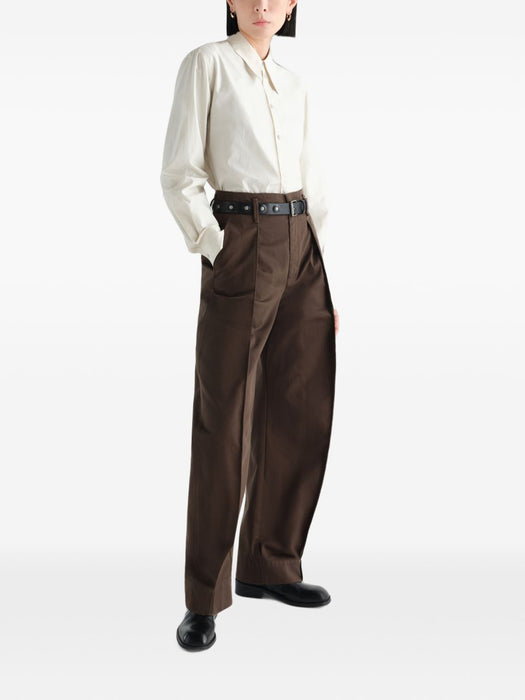 POINTED COLLAR SHIRT IN WASHED COTTON SILK SH1326 LF1500LIGHT CREAM WH048 LEMAIRE 