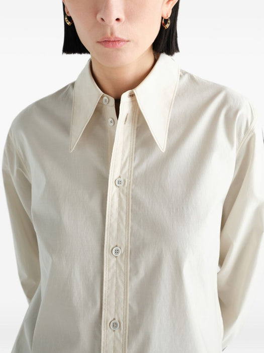POINTED COLLAR SHIRT IN WASHED COTTON SILK SH1326 LF1500LIGHT CREAM WH048 LEMAIRE 