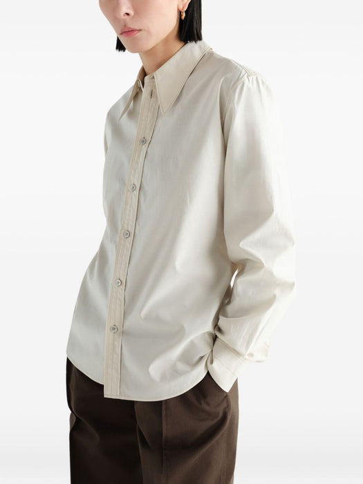 POINTED COLLAR SHIRT IN WASHED COTTON SILK SH1326 LF1500LIGHT CREAM WH048 LEMAIRE 