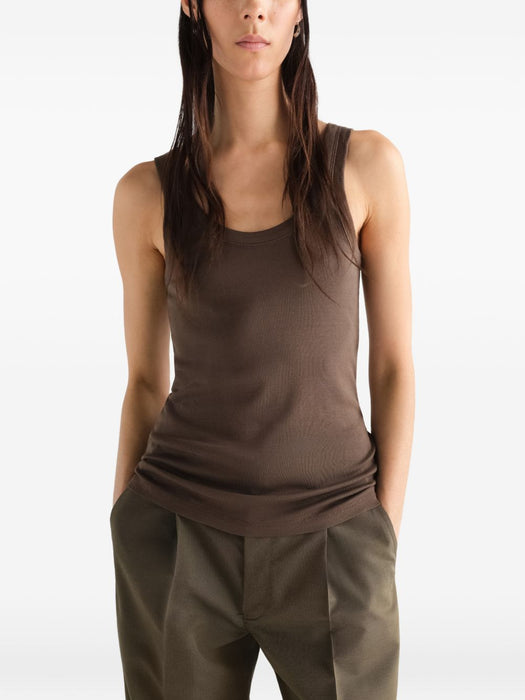 Ribbed-knit scoop-neck tank top TS0001 LJ1016CAROB BR516 LEMAIRE 