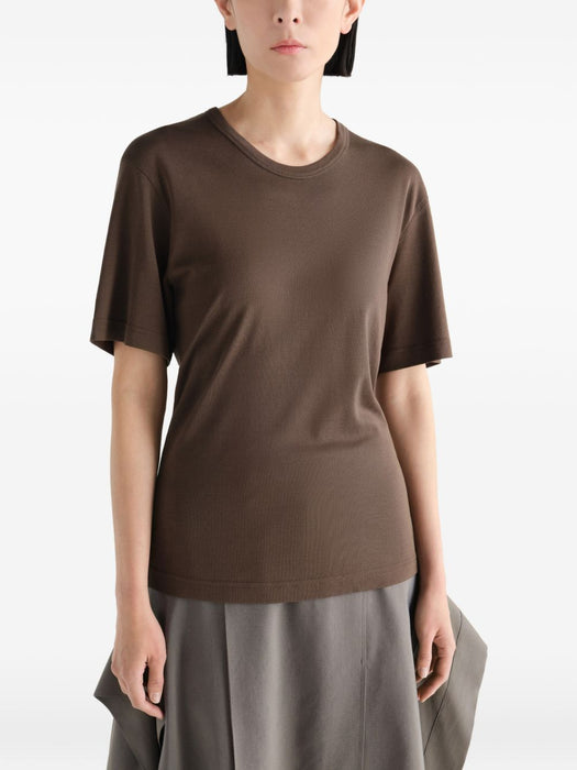 Rib T-shirt in jersey TS0002 LJ1016CAROB BR516 LEMAIRE 