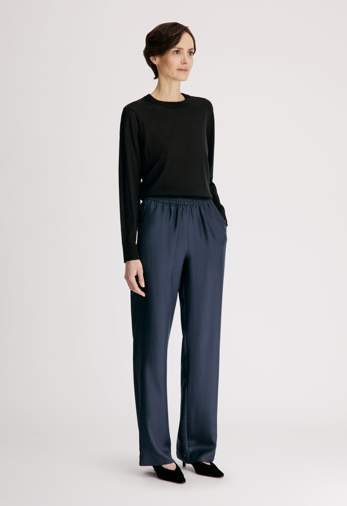 Silk twill trousers ALERA LDS PANT NAVY NAVY LOULOU DE SAISON 